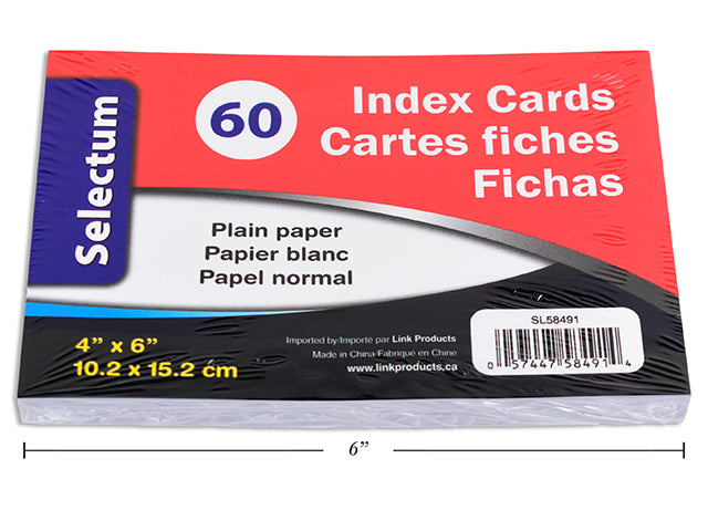 Plain Index Cards 60ct 4x6in