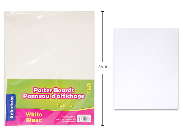 Select Wht Poster Board 5pk 11in