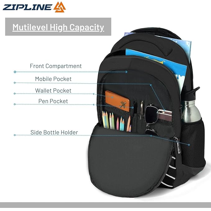 ZIP Trio Backpack 3asst 18in