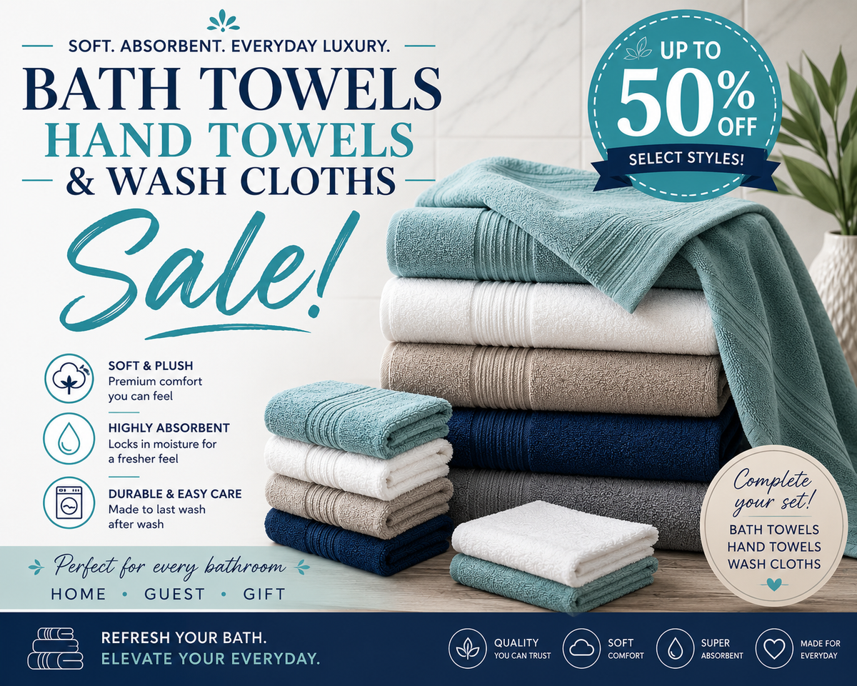 Discount Offer - Bath Towels 50% Off