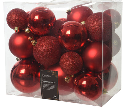 Deco Bauble Cmas Red  26ct