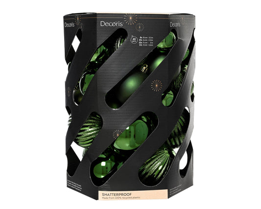 Dec Baub Poly 40pc Pine Green