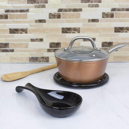 Ceramic Spoon Rest Blk