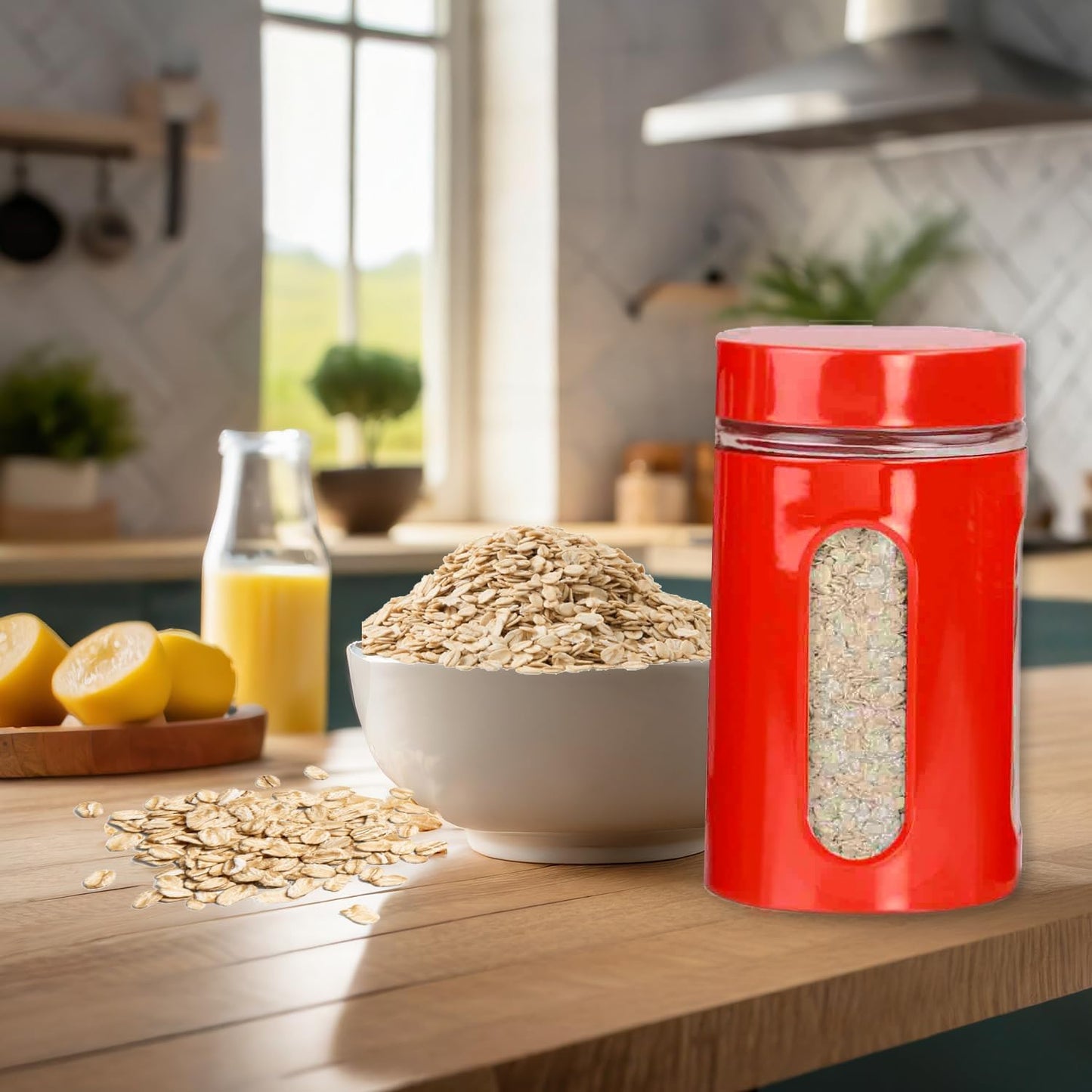 HmBsc Glass Canister 4pc Red