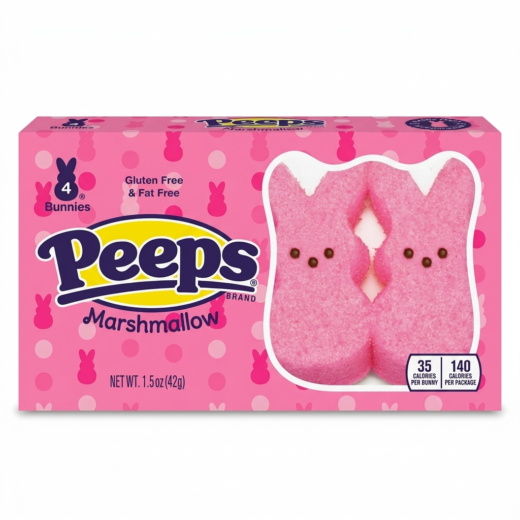 Peeps Marshmallw Bunny 4ct Pnk