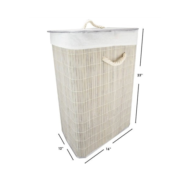 Folding Bamboo Hamper Rect Gry
