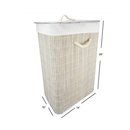 Folding Bamboo Hamper Rect Gry