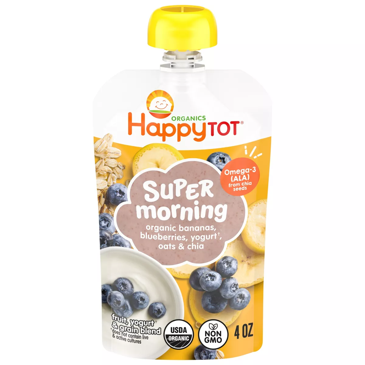 Super Morning Banana Bberries Yogurt 4oz Pouch Stg4 2yrs+