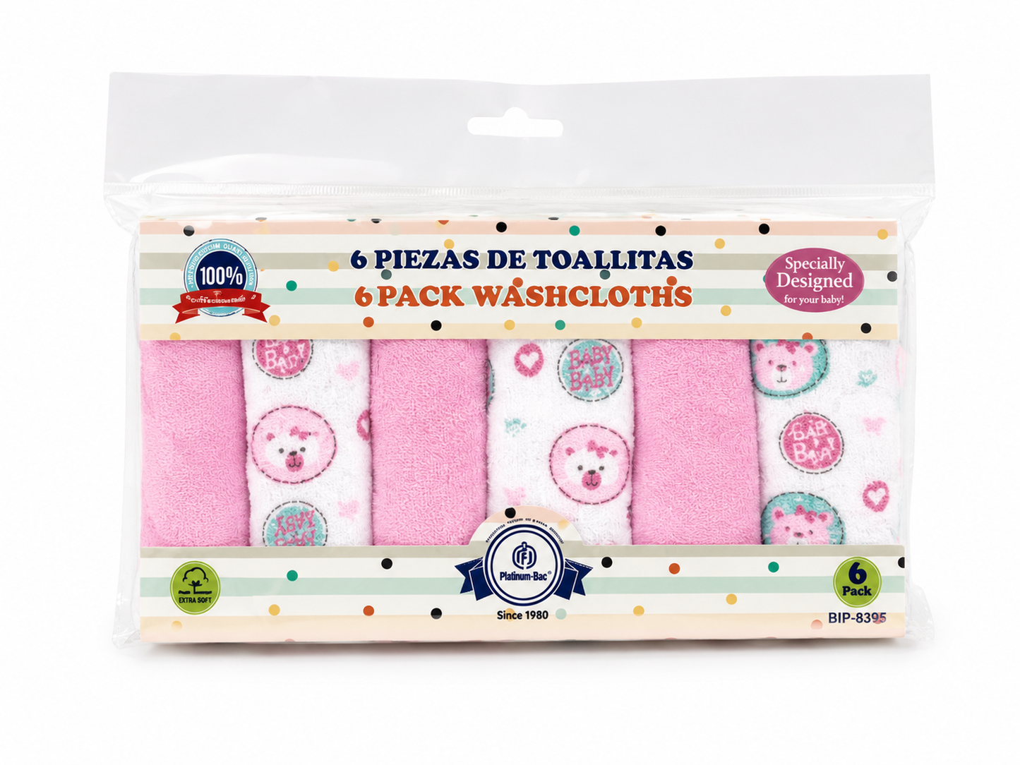 Baby Washcloth 6pc Set Assorted