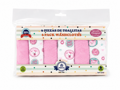 Baby Washcloth 6pc Set Assorted