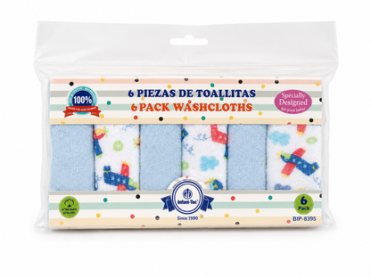 Baby Washcloth 6pc Set Assorted