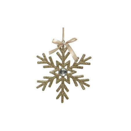 Acrylic Glitter Snowflake 3Asst Champagne