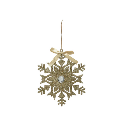 Acrylic Glitter Snowflake 3Asst Champagne
