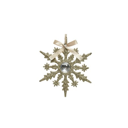 Acrylic Glitter Snowflake 3Asst Champagne