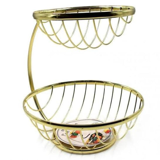 Metalware 2Tr Fruit Basket Gld