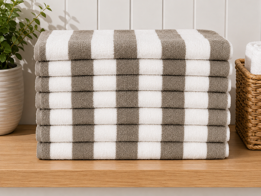 Cabana Beach Towel Lg Stripe Grey