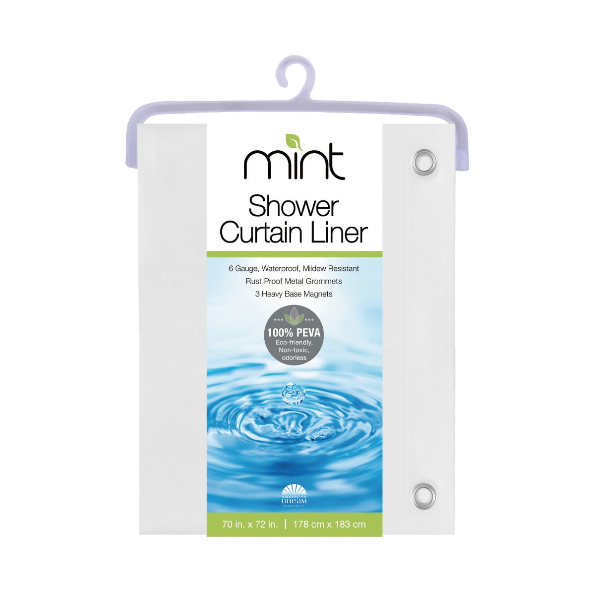 Shower Curtain Liner 6 Guage Frost PEVA 70x72"