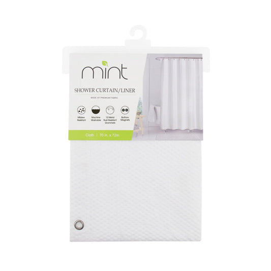 Shower Curtain Fabric Soft Embossed Microfiber White 70x72"