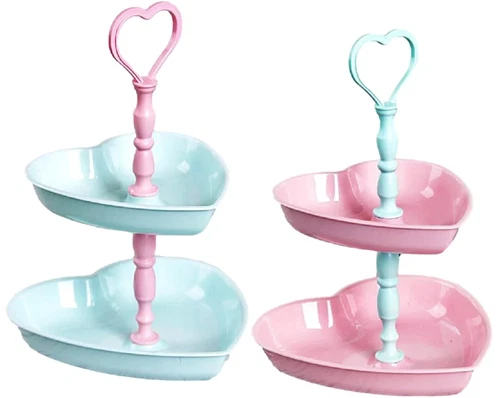 Fld Heart 2 Tier Snack Tray