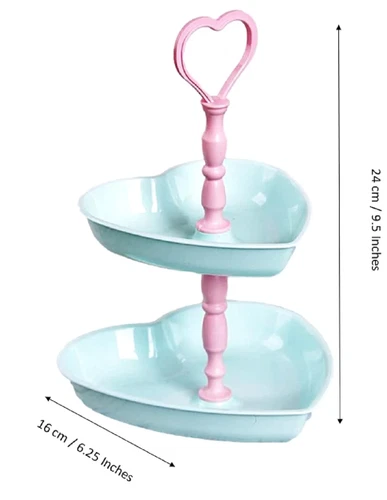 Fld Heart 2 Tier Snack Tray
