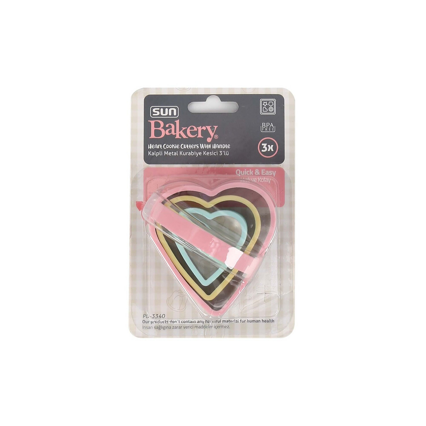 Heart Cookie Cut w Handle 3pc