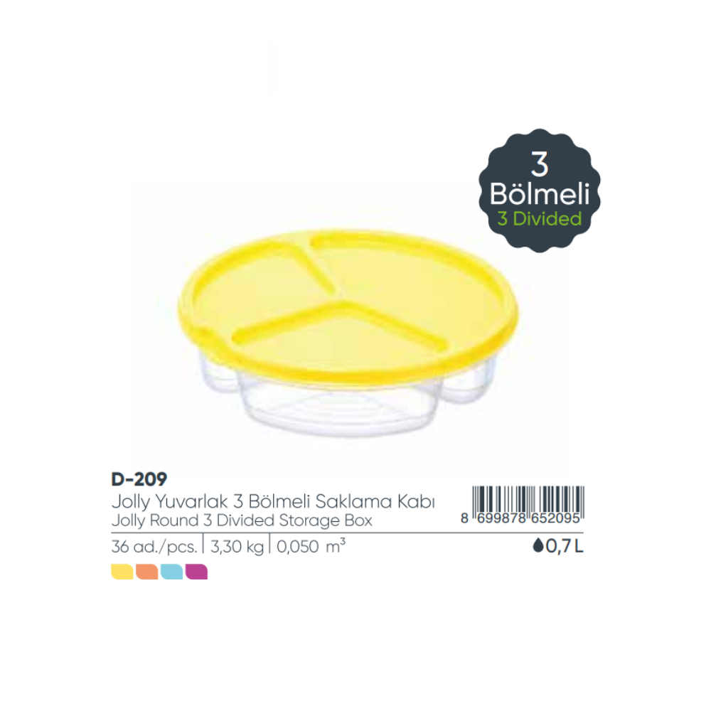 Jolly Rnd 3 Sec Stor Container 1.2 L