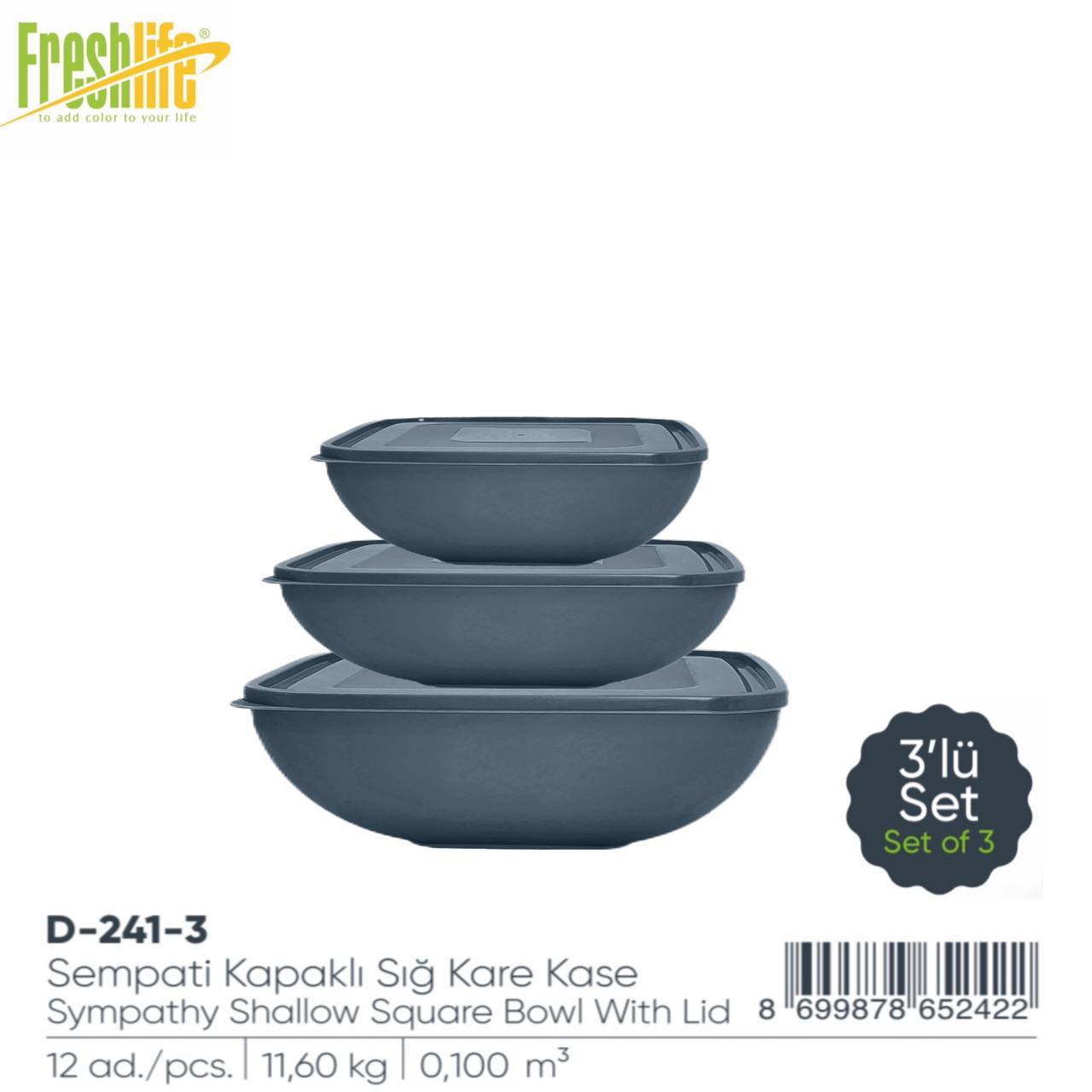 Symp Shallow Squ Bowl and Lid set
