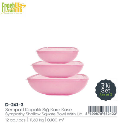 Symp Shallow Squ Bowl and Lid set