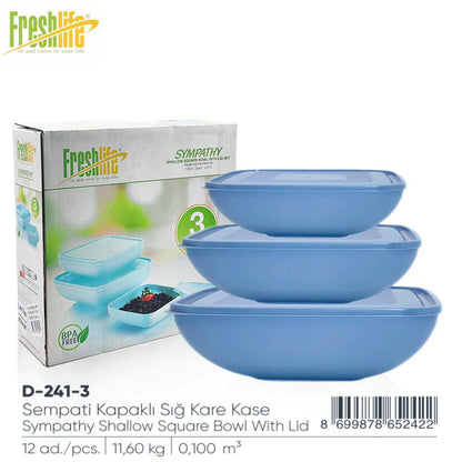 Symp Shallow Squ Bowl and Lid set