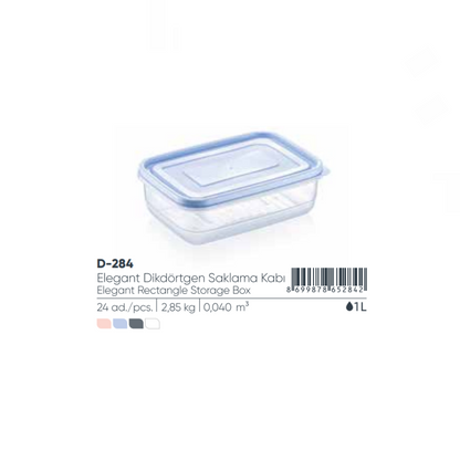 Elegant Rect Stor Container 1000ml asst