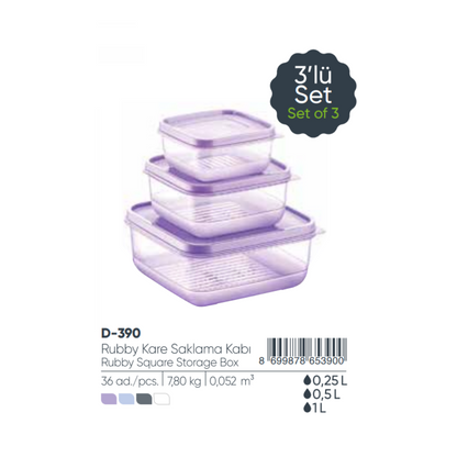Rubby Squ 3pc Stor Container St