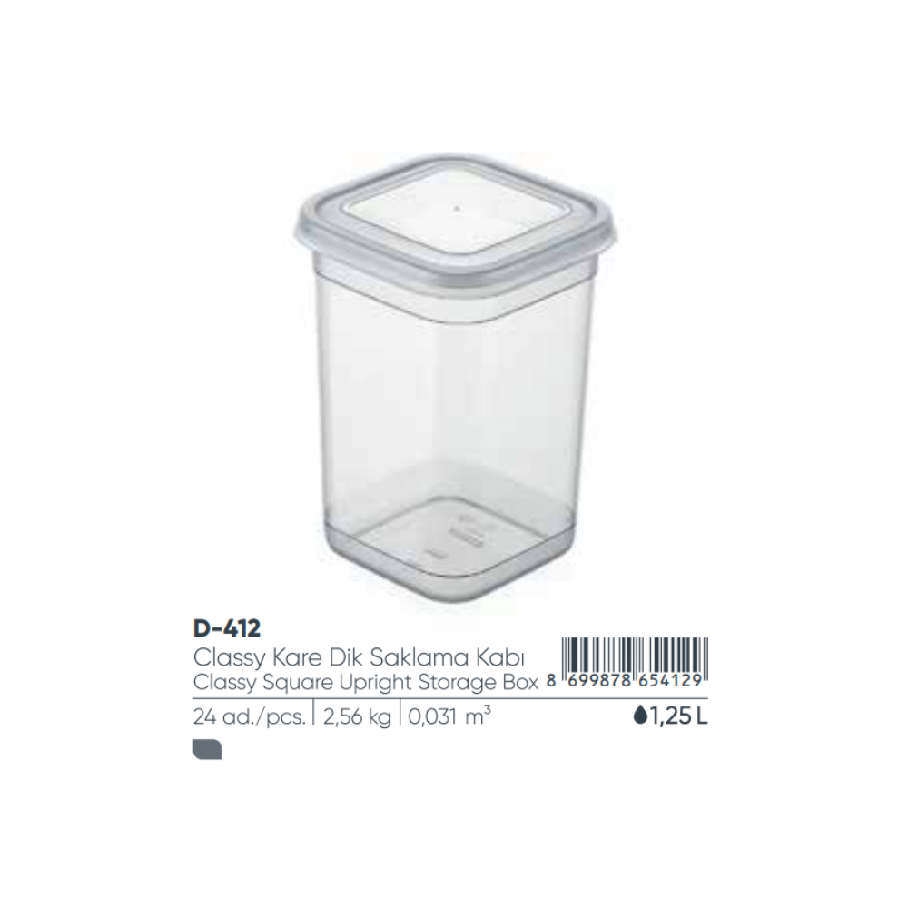 Classy Square Stor Box 1.25L