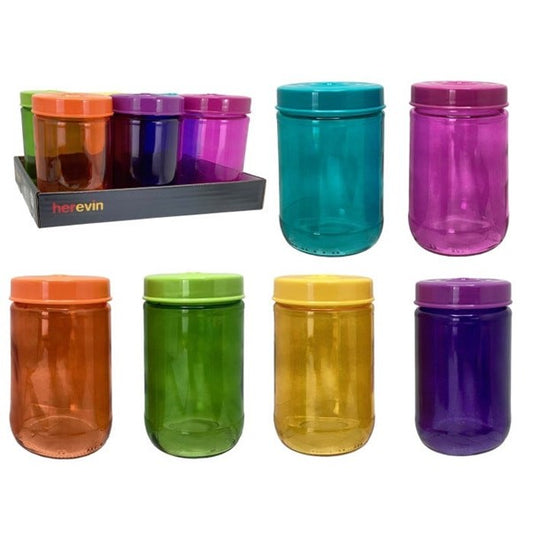 Canister Glass 660ml 6pc st 6 Colours