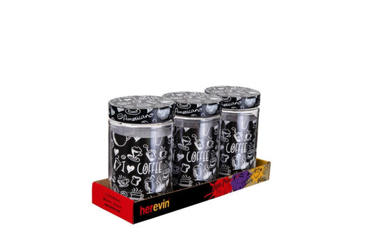 Canister Glass 660ml I Love Coffee 3Pcs St