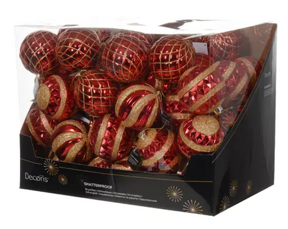 Bauble S/Proof 3 Ast Xmas Red