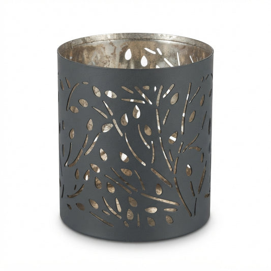 Tealight Holder Iron wBranch Grey 8cm