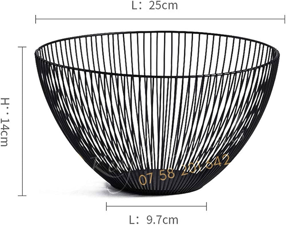 Deep Metal Fruit Basket Black