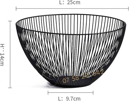 Deep Metal Fruit Basket Black