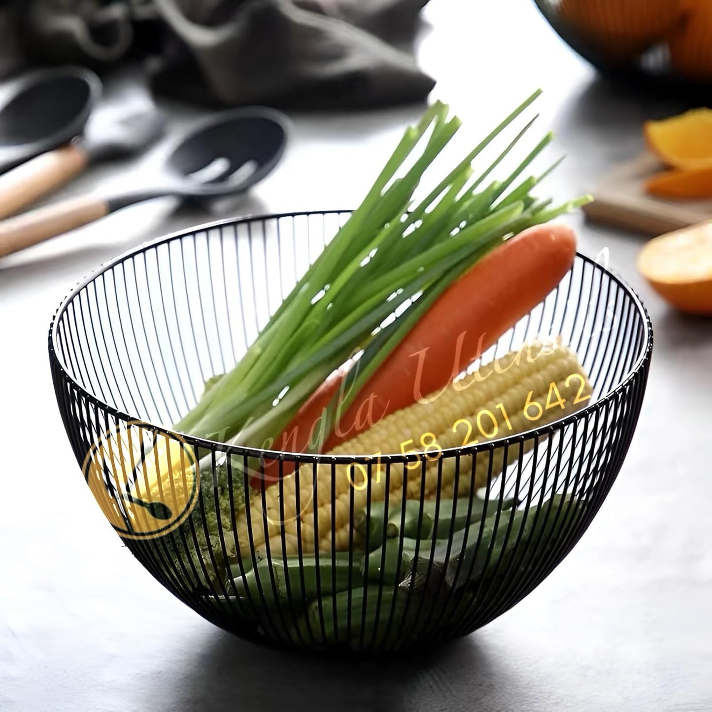 Deep Metal Fruit Basket Black