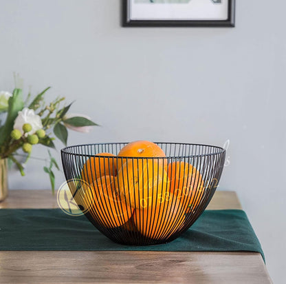 Deep Metal Fruit Basket Black