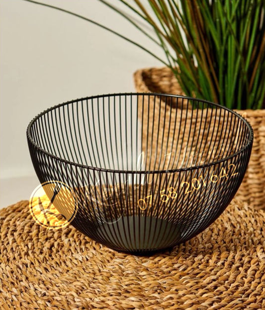 Deep Metal Fruit Basket Black