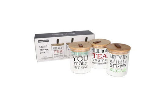 DH Stylish Glass Storage Jar Set 3pc