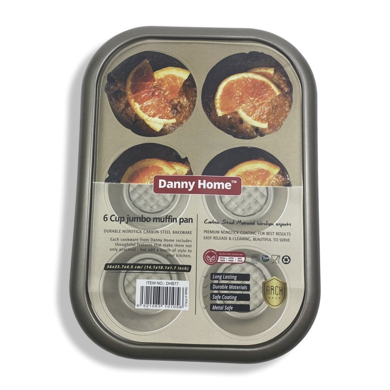 Jumbo Muffin Pan 6cup Gld