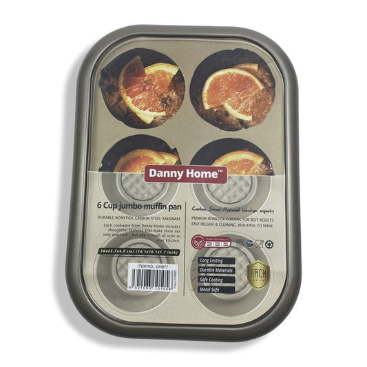 Jumbo Muffin Pan 6cup Gld