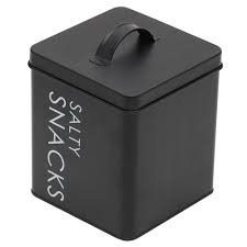 HB Tin Canister Lrg Blk S/Snack