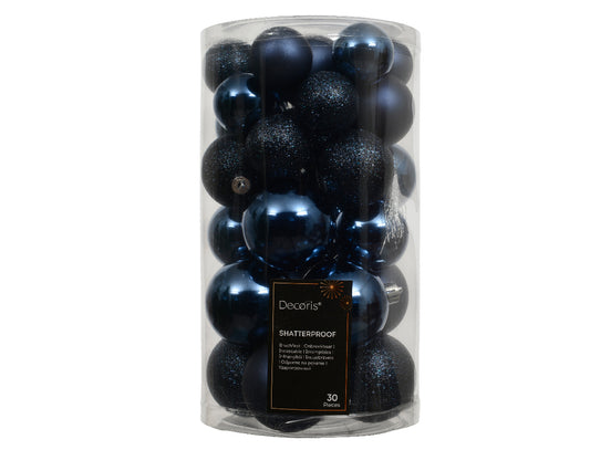 Dec Baub Shtprf Mix NBlue 30ct