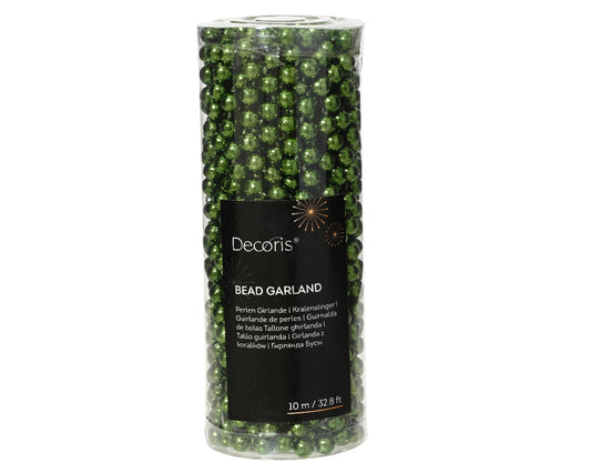 Dec Bead Garland Shiny P/Green