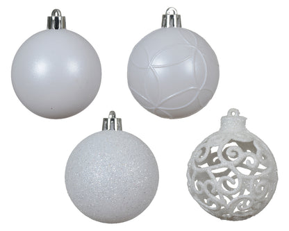 Decoris Recyclable Package Baubles Shatterproof Shiny Matt Mix 6cm Winter White 35ct