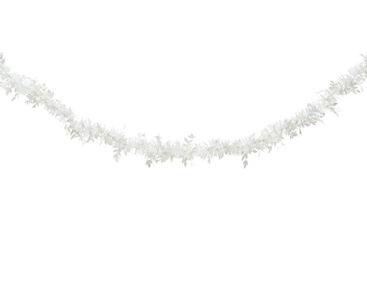 Decoris Tinsel Leaf Garland Winter White 6.6Ft