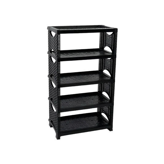 Fshlf Rattan 4Tier Shoe Stand Blk